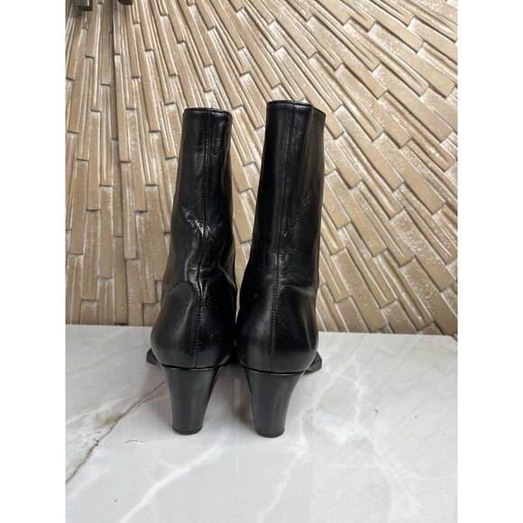 Frame Le Brooklyn Botties Short Boots Black Leather Mid Heels Sz 39.5 Us 9.5 - Picture 6 of 12
